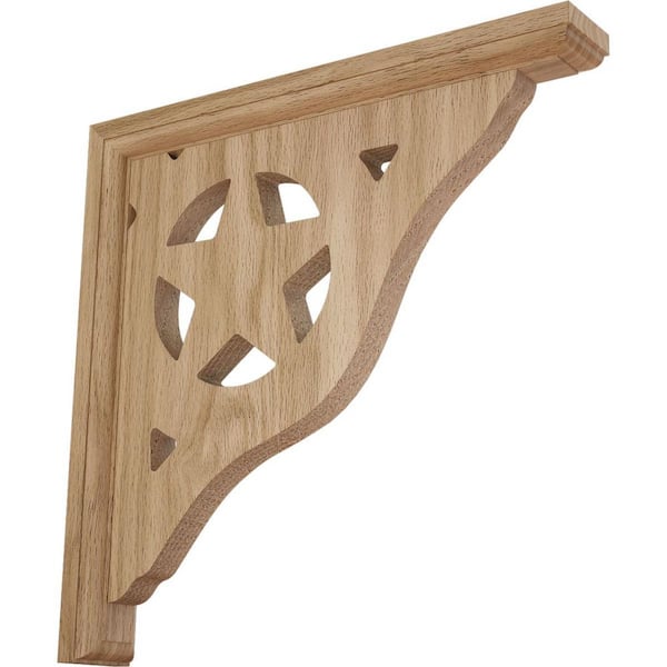 Ekena Millwork 1-1/2 in. x 10 in. x 10 in. Unfinished Red Oak Wood Austin Bracket