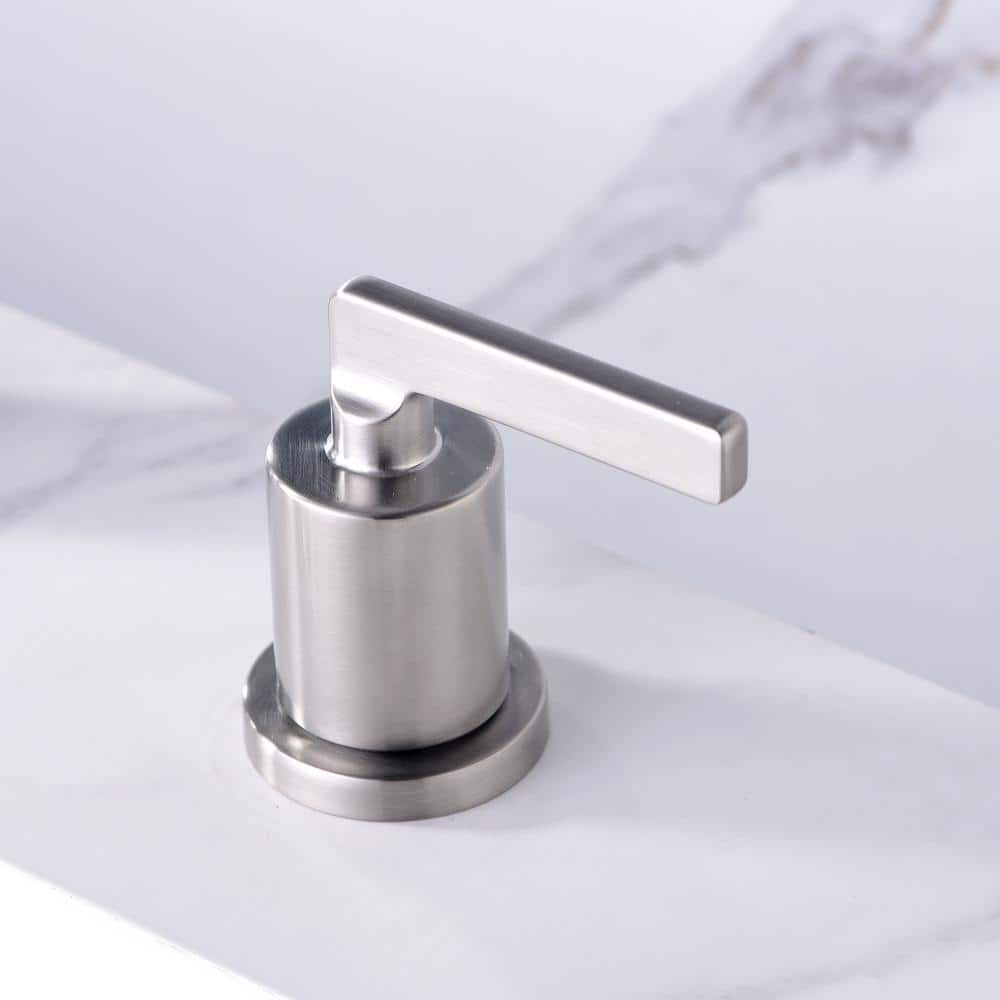Brushed Nickel Widespread 2-Handle Bathroom Faucet with Drain Assembly