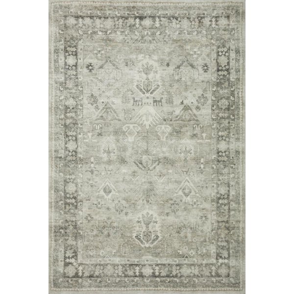 LOLOI II Rosette Steel/Graphite 5 ft. x 7 ft. 6 in. Shabby-Chic Plush Cloud Pile Area Rug