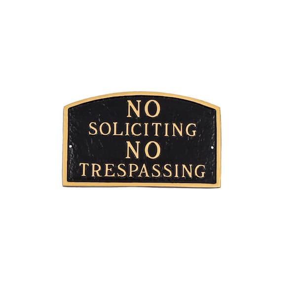 Montague Metal Products No Soliciting, No Trespassing Arch Large Statement Plaque - Black/Gold