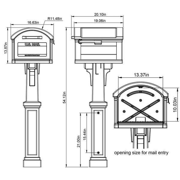 Gibraltar Mailboxes Grand Haven Extra Large Plastic Black Post Mount Mailbox with Post Gibraltar Mailboxes Grand Haven Extra Large Plastic Black Post Mount Mailbox with Post