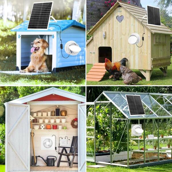 Solar Powered Fan Kit, 100W Wall Mounted Solar Exhaust Fan, Waterproof