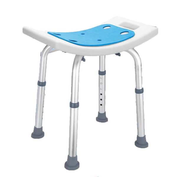 Bathroom Shower Chair 17.28in W Adjustable Aluminum Slip-Resistant Stool for Seniors Disabled Grey