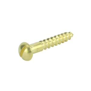 #8 x 3/4 in. Slotted Round Head Brass Wood Screw (4-Pack)