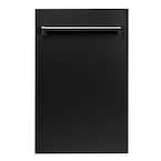ZLINE 18" Compact Black Matte Top Control Dishwasher with Stainless Steel Tub and Traditional Style Handle, 40dBa