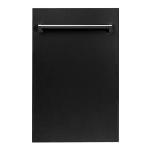 ZLINE 18'' Compact Black Matte Top Control Dishwasher with Stainless Steel Tub and Traditional Style Handle, 40dBa