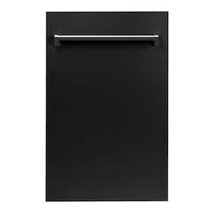 ZLINE 18" Compact Black Matte Top Control Dishwasher with Stainless Steel Tub and Traditional Style Handle, 52 dBa