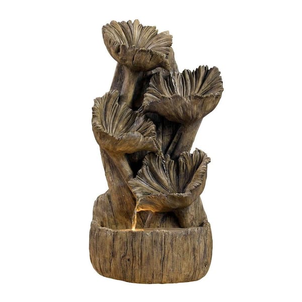 Kenroy Home Wood Flower Lighted 25 in. Wall Fountain