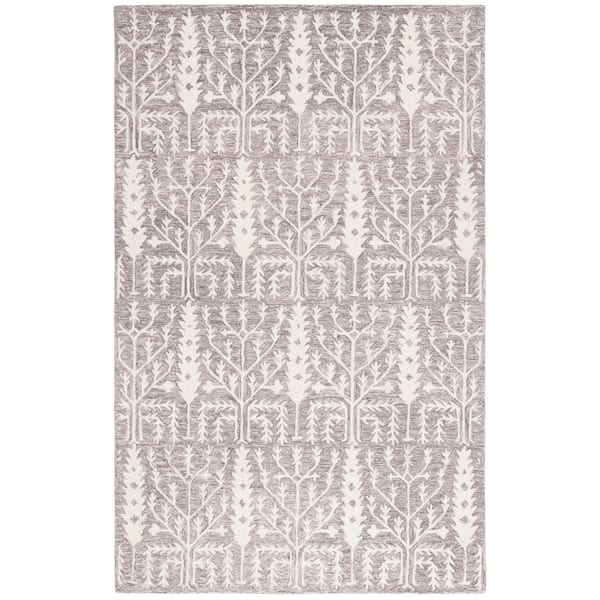 Jardin 6 ft. x 9 ft. Purple/Ivory Geometric Branches Area Rug