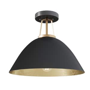 1-Light 15.8 in. Modern Semi-Flush Mount Farmhouse Close to Ceiling Lighting with Metal Shade
