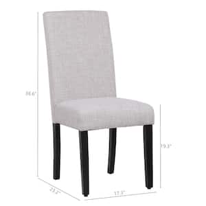 Nina Side Chair Linen Fabric Upholstered Kitchen Dining Chair, Light Gray