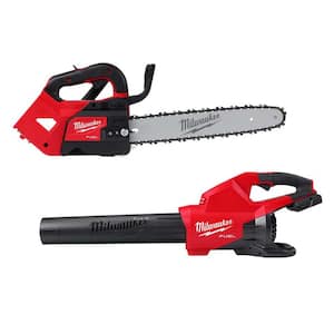 M18 FUEL 14 in. Top Handle 18V Lithium-Ion Brushless Cordless Chainsaw w/ M18 FUEL Dual Battery Blower (2-Tool)