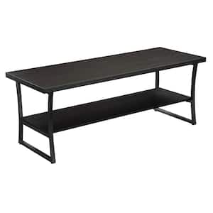 X-Calibur 48 in. Espresso Large Rectangle Wood Coffee Table with Shelf
