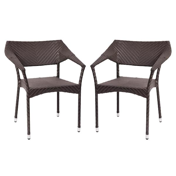 Carnegy Avenue Brown Wicker/Rattan Outdoor Lounge Chair in Brown (Set of 2)