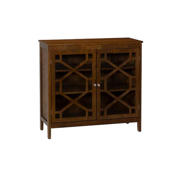 Linon Home Decor Maxwell Large Brown 36.25 in. H Storage Cabinet with Shelves