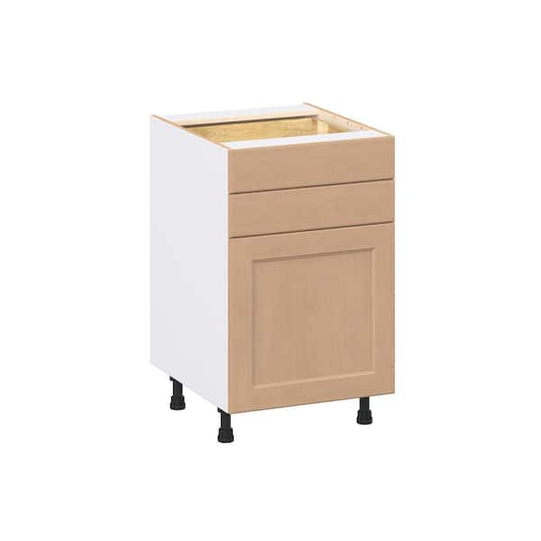 J COLLECTION Lakewood 21 in. W x 24.5 in. D x 34.5 in. H Assembled Shaker Base Kitchen Cabinet in Sugar Cookie with Two 5 in. Drawers