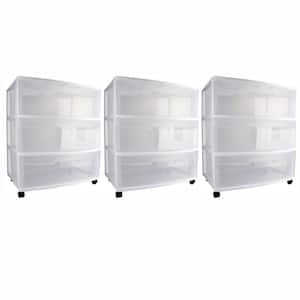 13.25 in. W x 7 in. H x 19.12 in. D Clear Stackable Pull-Out Plastic 3-Drawer Storage (3-Pack)