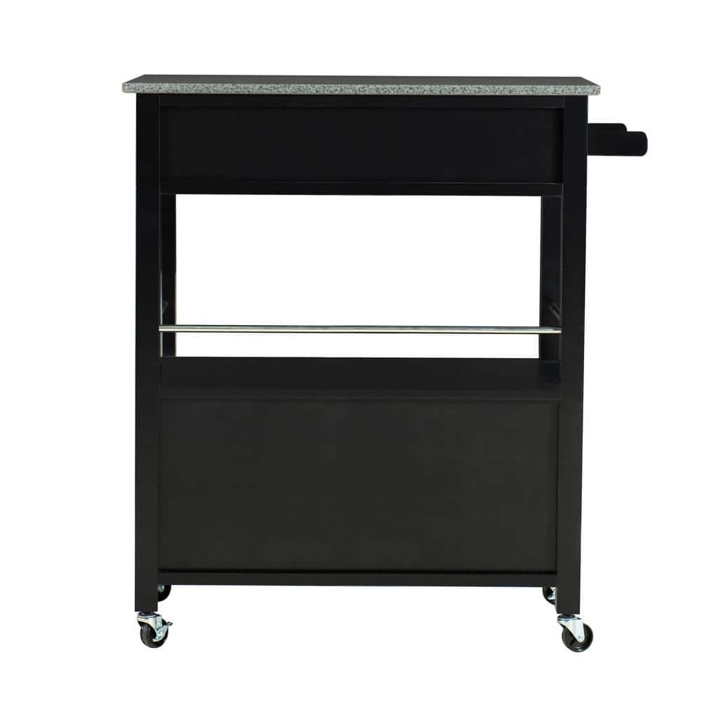 Caitlin White Granite Top Kitchen Cart with Casters - thumbnail 4