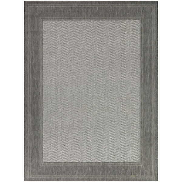 Hampton Bay Gray 2 x 3 Border Doormat 2 ft. x 3 ft. Area Rug