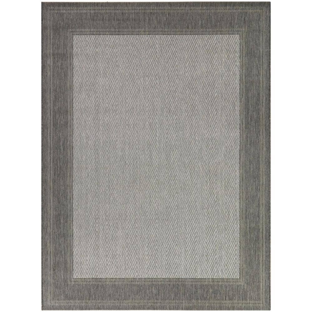 Hampton Bay Gray 6 x 9 Border Indoor/Outdoor Area Rug 3123345 The Home Depot