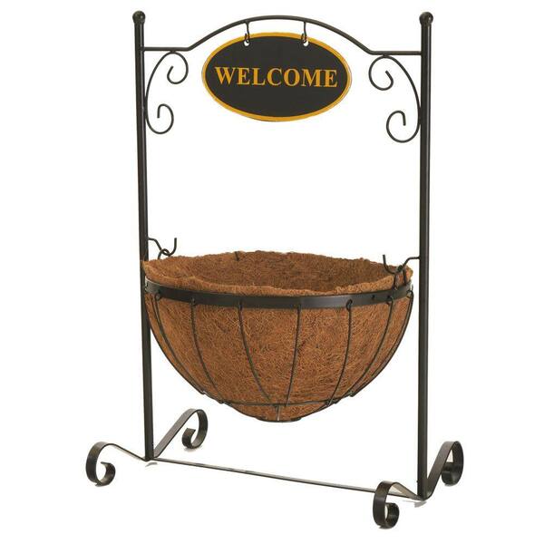 Pride Garden Products Welcome Plant Stand with 14 in. Round Coco Liner