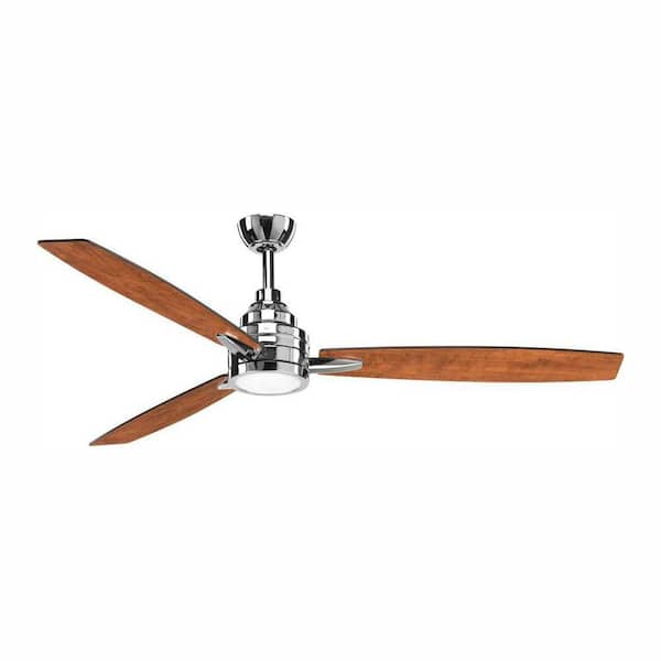 Progress Lighting Gaze 60 in. Indoor Integrated LED Polished Chrome Modern Ceiling Fan with Remote for Living Room and Bedroom