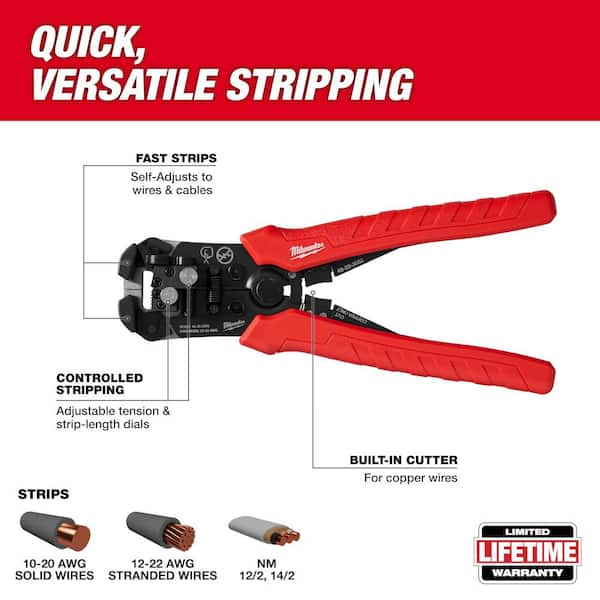 Milwaukee 7.75 in. Combination Electricians 6-in-1 Wire Strippers Pliers  48-22-3079 - The Home Depot