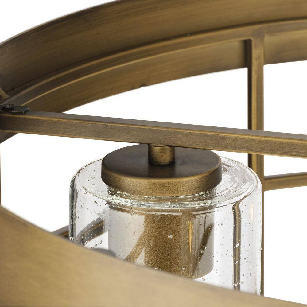 Aged Bronze Drum 4-Light Chandelier with Glass Shades