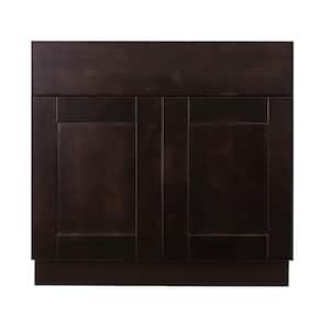 Anchester Assembled 33 in. x 34.5 in. x 24 in. Sink Base Cabinet with 2 Doors in Dark Espresso
