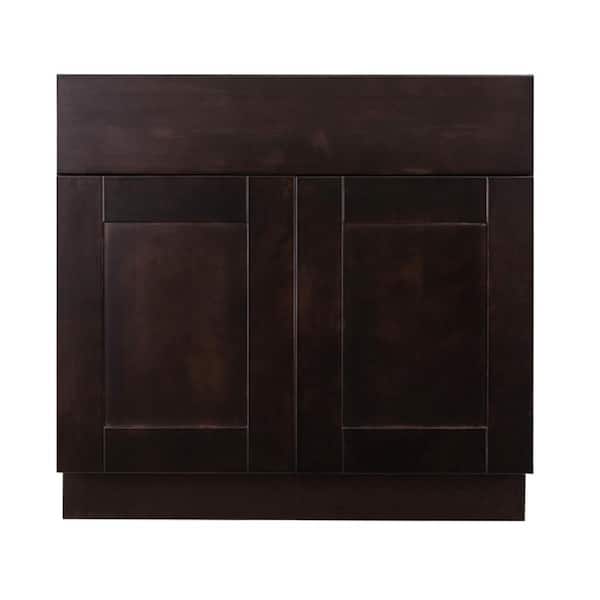 LIFEART CABINETRY Anchester Assembled 33 in. x 34.5 in. x 24 in. Sink Base Cabinet with 2 Doors in Dark Espresso