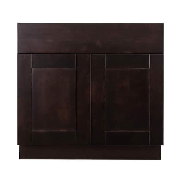 LIFEART CABINETRY Anchester Assembled 36 in. x 21 in. x 33 in. Bath Vanity Sink Base Cabinet with 2 Doors in Dark Espresso Finish