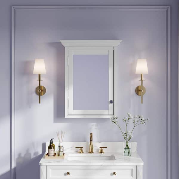 L Series 24 in. W x 30 in. H Rectangular Surface Mount Solid Rubber Wood Medicine Cabinet with Mirror and Magnetic Door