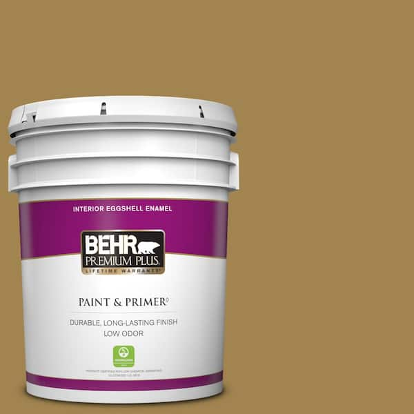 BEHR PREMIUM PLUS 5 gal. #330F-6 Bristle Grass Eggshell Enamel Low Odor Interior Paint & Primer