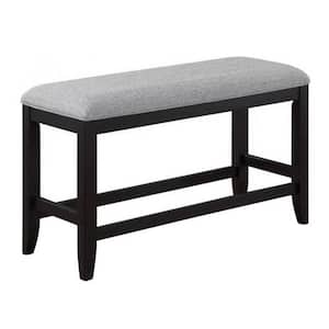 Gray and Black 48 in. Backless Counter Height Bedroom Bench with Wooden Frame