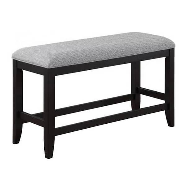 Benjara Gray and Black 48 in. Backless Counter Height Bedroom Bench with Wooden Frame