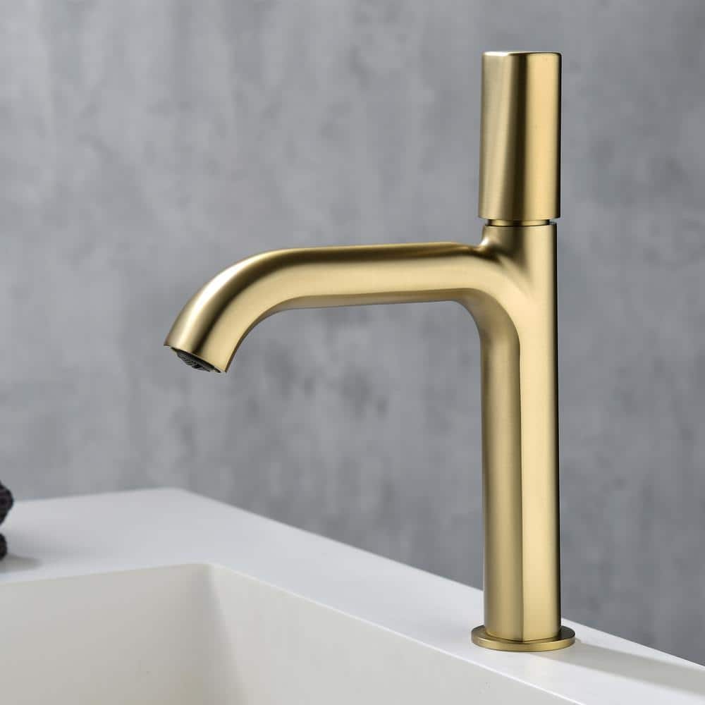Brushed Gold Brass Single Handle Bathroom Faucet