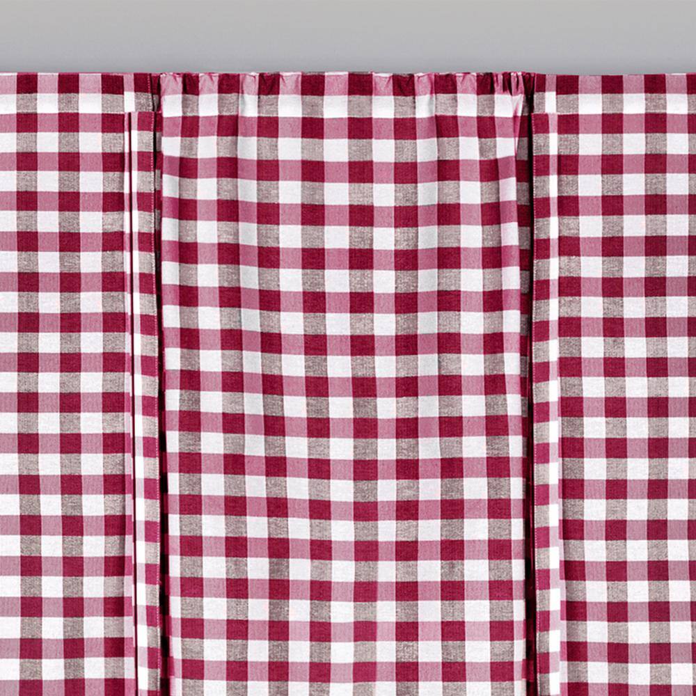 Burgundy and White Cotton Polyester Light Filtering Window Panel