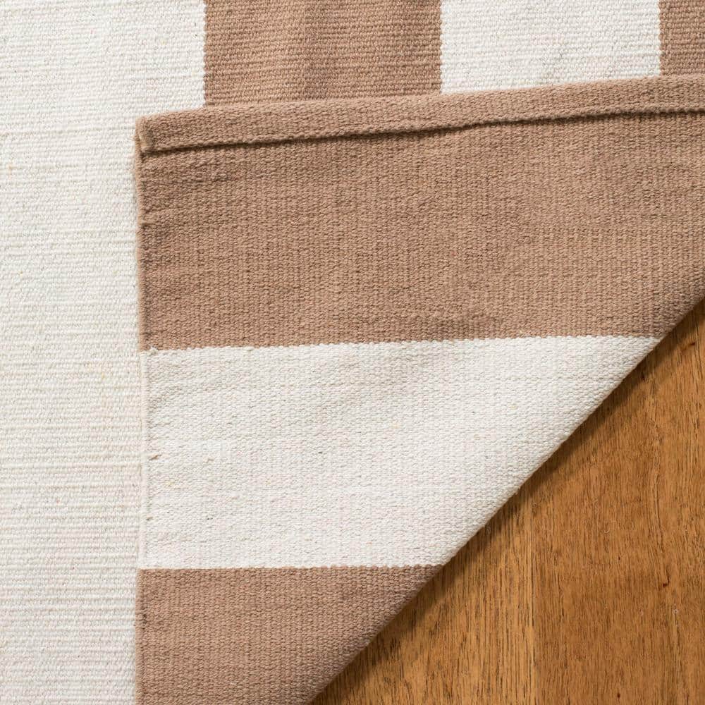 Sand and Ivory Handwoven Cotton Striped Area Rug