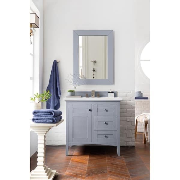 James Martin Vanities Palisades 36 in. W x 23.5 in. D 35.3 in. H Single Bath Vanity in Silver Gray with Quartz Top in Classic White