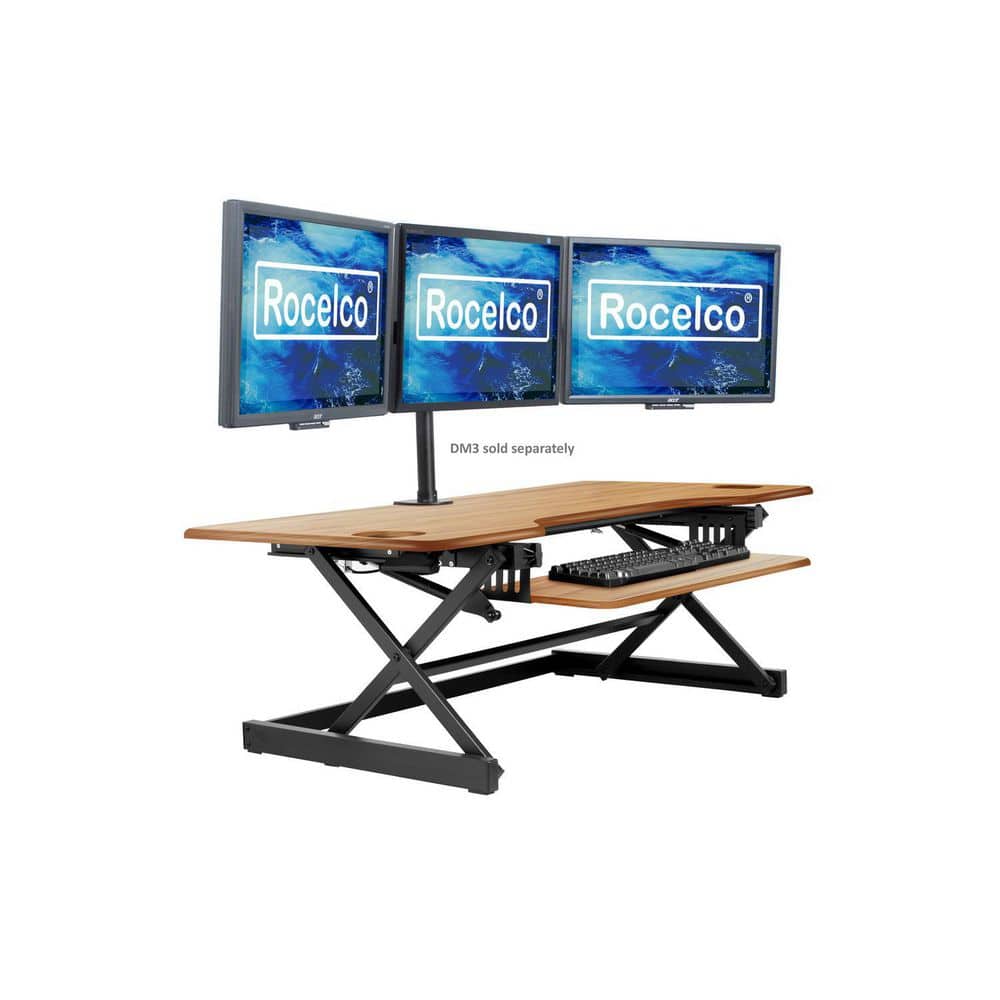 46 in. W Beige Height Adjustable Standing Desk Converter Triple Monitor Riser with Gas Spring Assist System price history on PriceWatchPro