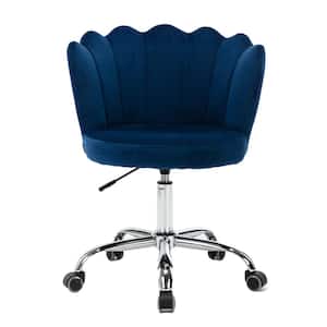 Blue Velvet Swivel Shell Office Chair without Arms