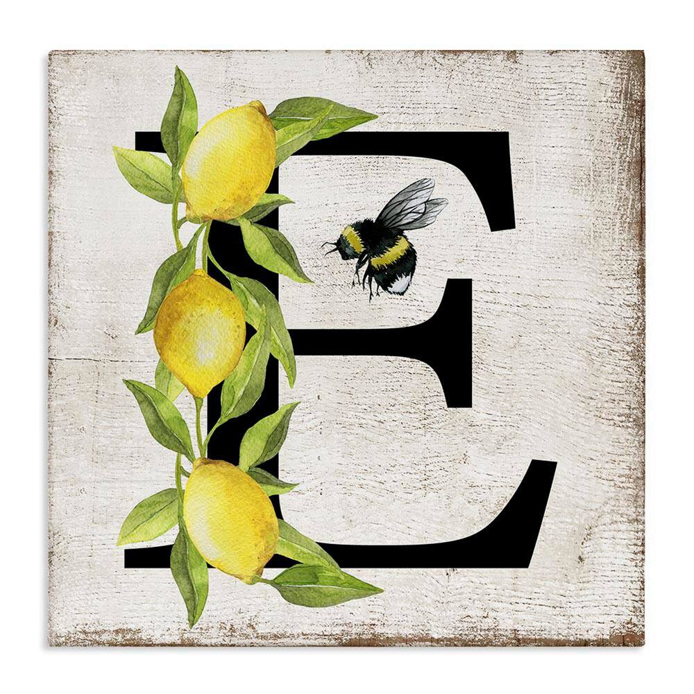 Lemon and Bee E Letter by Creatif Belle Unframed Animal Graphic Art Print 24 in. x 24 in. price history on PriceWatchPro