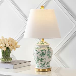 Penelope 22 in. Green/White Chinoiserie Classic LED Table Lamp
