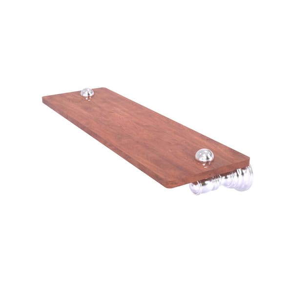 Allied Brass Carolina 16 in. W 2.4 in. H x 5.54 in. D Wood Rectangular Shelf in Satin Chrome