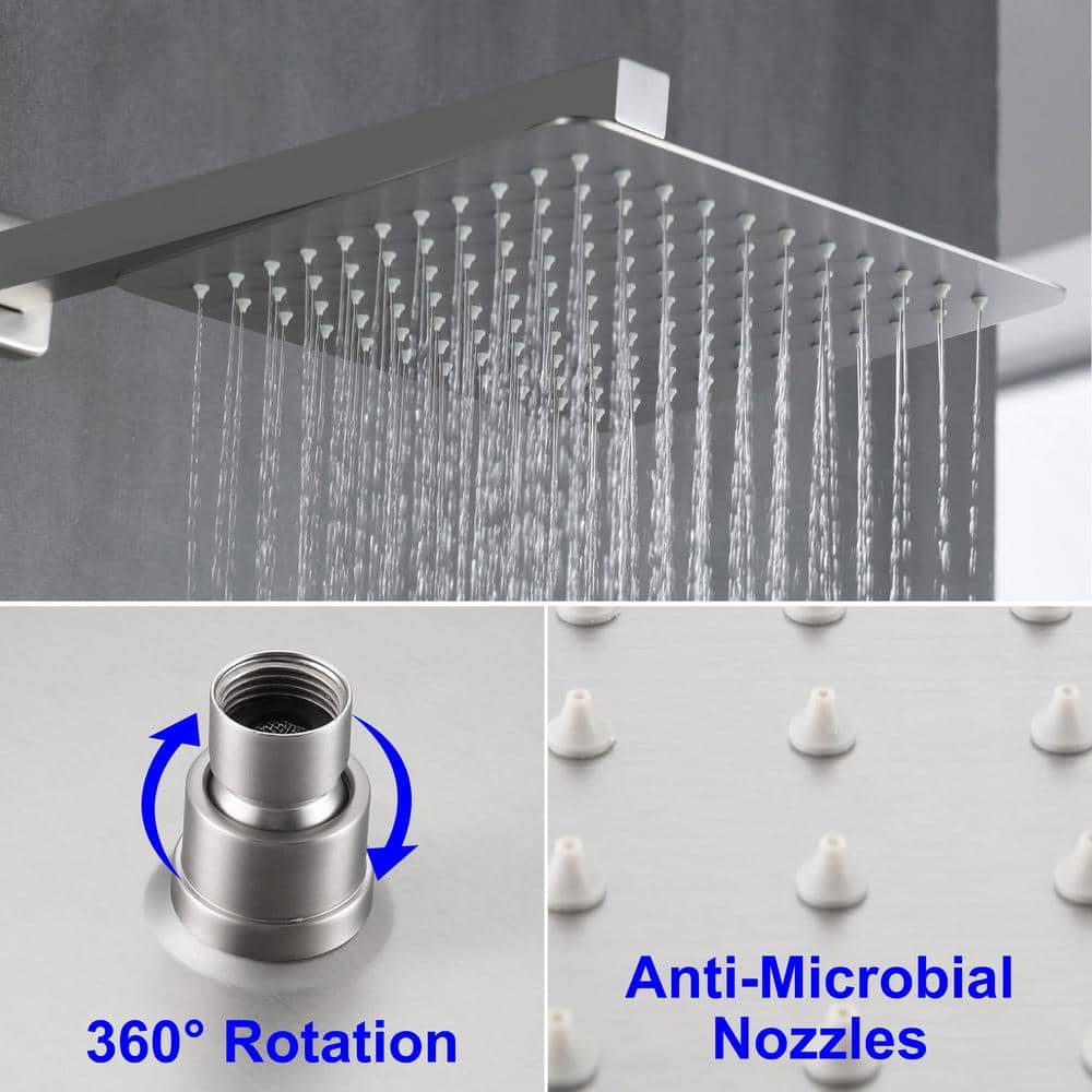 Brushed Nickel 10" Rain Shower Faucet Set with Handheld