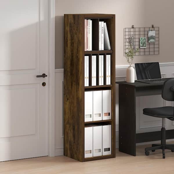 Furinno Cubicle 57.95 in. Tall White Wood 4-Cube Bookcase