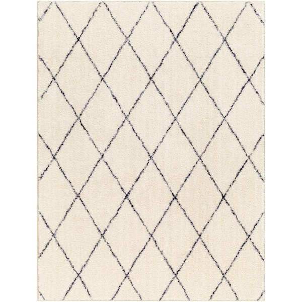 Livabliss Lykke Cream 7 ft. x 9 ft. Trellis Machine-Washable Indoor Area Rug