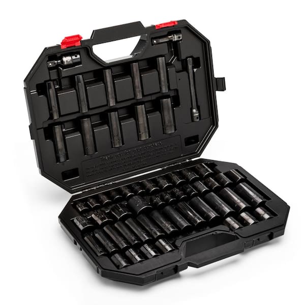 1/2 in. Drive SAE/Metric 6-Point Impact Socket Set (56-Piece)