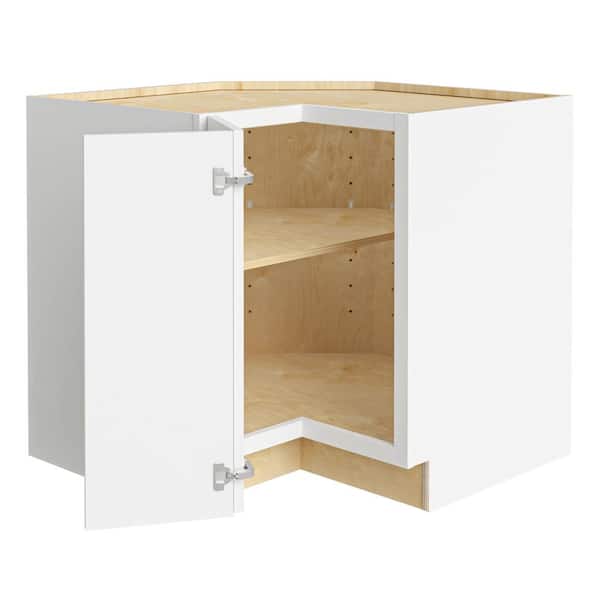 Home Decorators Collection Grayson 33 in. W x 24 in. D x 34.5 in. H Assembled Plywood Corner Easy Reach Base Kitchen Cabinet in Pacific White LH