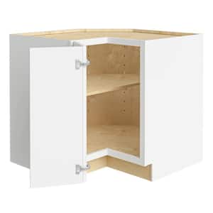 Newport Pacific White Plywood Shaker Assembled EZ Reach Corner Kitchen Cabinet Left 33 in W x 24 in D x 34.5 in H